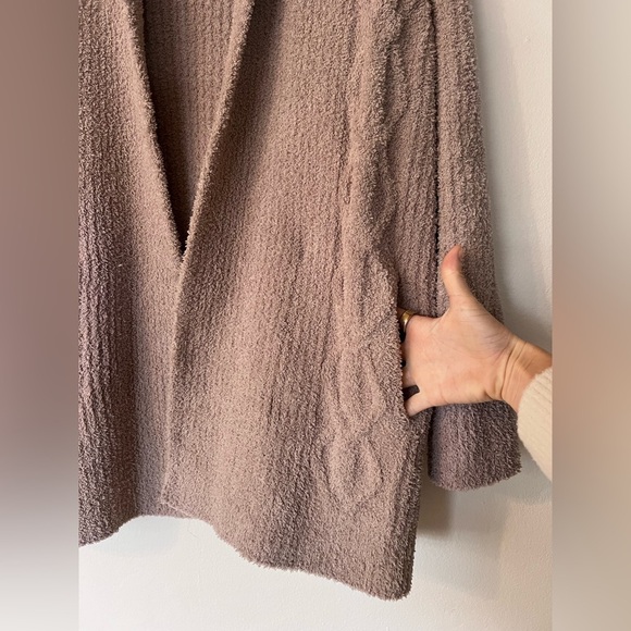 Barefoot Dreams Light Pink Cozy Open Cable Cardigan - Picture 6 of 7